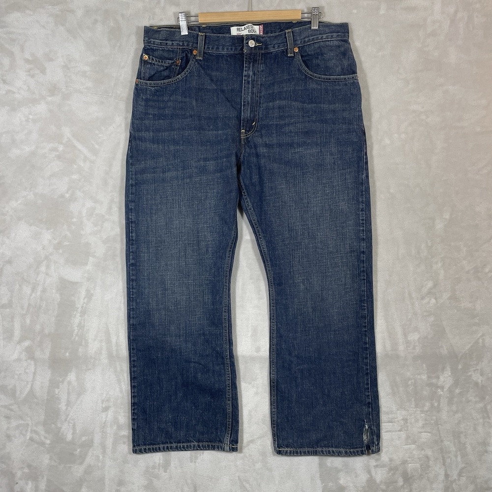 Y2K Levis 557 Relaxed Boot Cut Jeans Mens 38x30 Dark Wash Vintage *read desc*